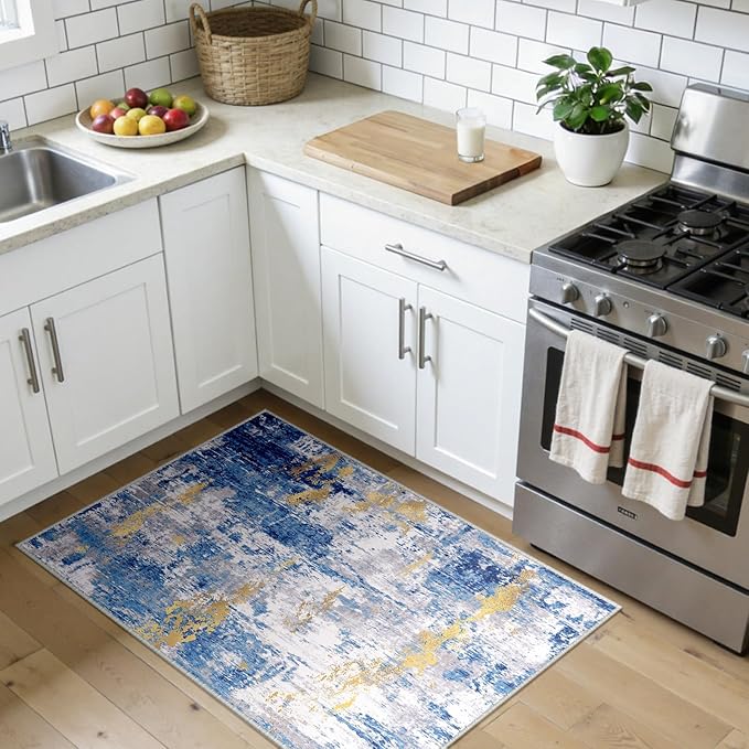 Washable Area Rugs 3x4 Non-Slip Modern Abstract Soft - Image 3