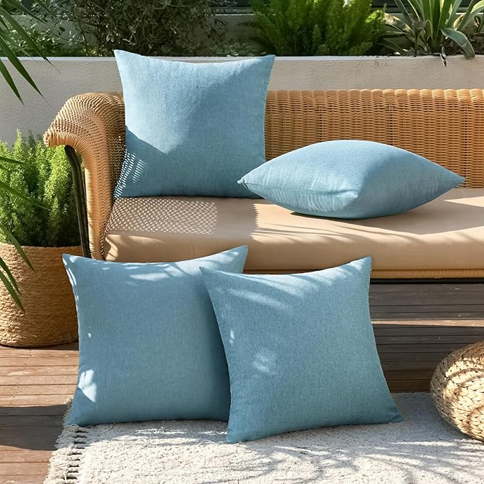 MIULEE Pack of 4 Decorative Outdoor Throw Pillow Covers Linen Waterproof Pillow - Image 3