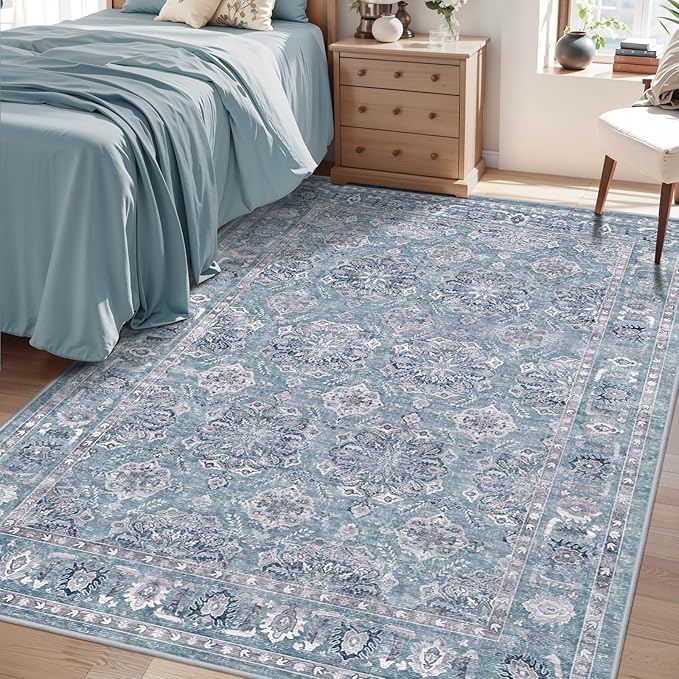 SERISSA Area Rug 4x6 Boho Rugs for Bedroom, Washable Non-Slip Living Room Rugs by SERISSAHomeDecorCollection