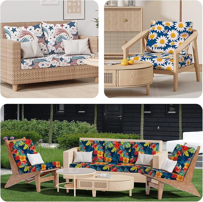 8Pcs Stretch Patio Cushion Covers, Outdoor Couch & Sofa Replacement Slipcovers - Image 7