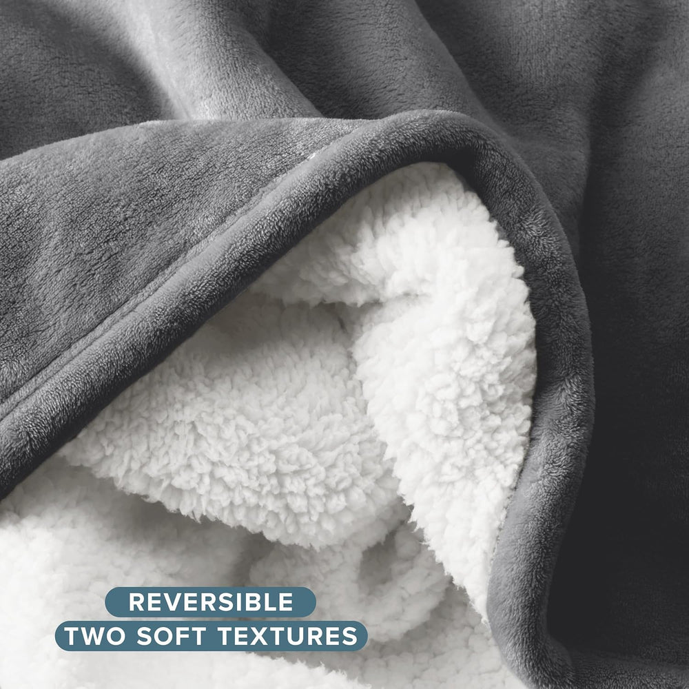 Bare Home Sherpa Fleece Blanket (Twin/Twin XL, Grey)