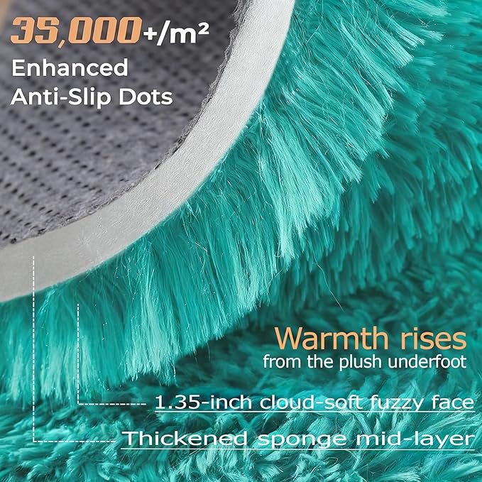 2x6 Runner Rug for Bedroom: Fluffy Shag Soft Washable Rugs Small Fuzzy Plush - Image 2