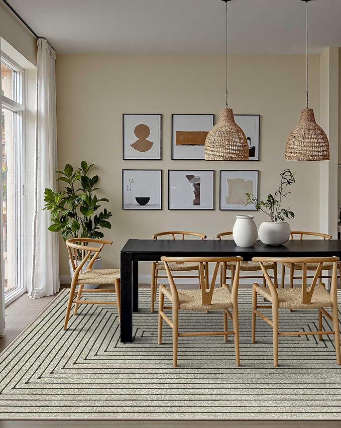 Latte&Fog 5x7 Area Rugs for Living Room Bedroom, Boho Non Slip Low Pile Carpet - Image 5