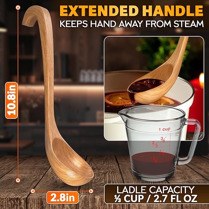 Wooden Ladle for Soup – 10.8×2.8" Deep Wood Ladle - Image 2