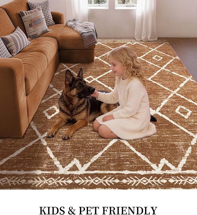 YIHOUSE Western Rugs for Living Room, 8x10 Moroccan Area Rug, Aztec Burnt - Image 2