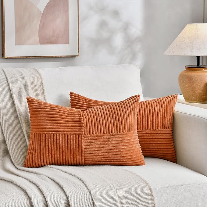 Fancy Homi 2 Packs Burnt Orange Lumbar Decorative Throw Pillow Covers 14x24 Inch - Image 5