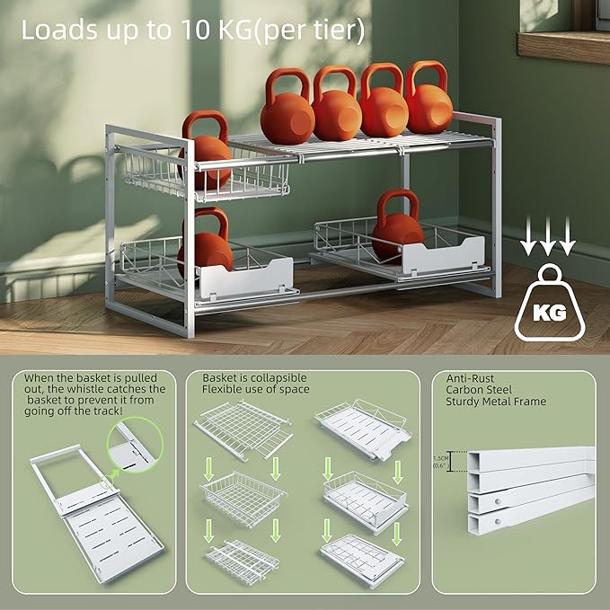 NETEL Under Sink Organizers and Storage, Kitchen Cabinet Organizer, 2 Tier - Image 7
