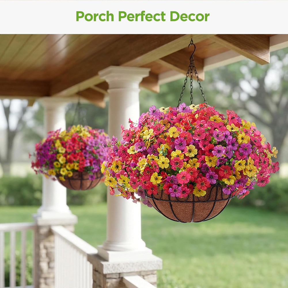 InnoGear Artificial Hanging Flowers for Outdoors Fake Plants Baskets 4 Hues