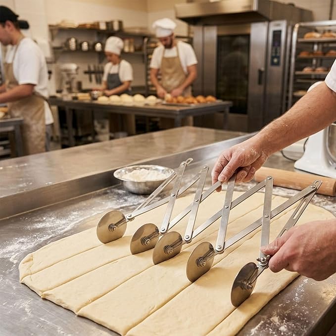TrueCraftware- 5-Wheel Stainless Steel Adjustable Dough Divider- Pastry Cutter