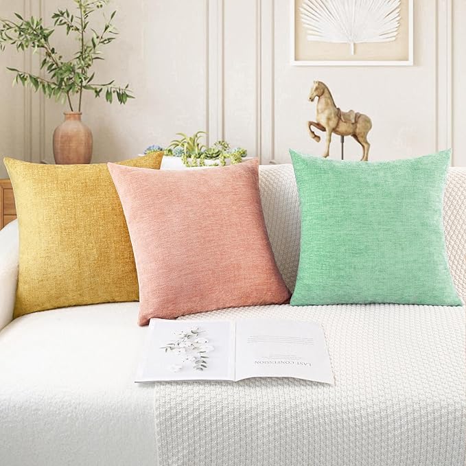 CaliTime Throw Pillow Covers Decorative 16 X 16 Inches Pack of 2 Cozy Chenille - Image 5
