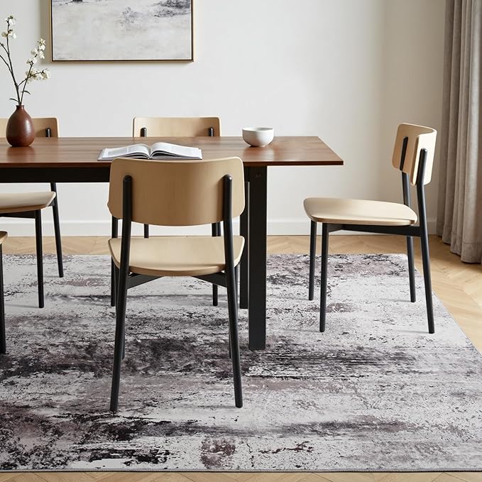 Toneed Abstract Area Rug Modern Washable Rug Soft Non Slip Rug Low Pile - Image 3