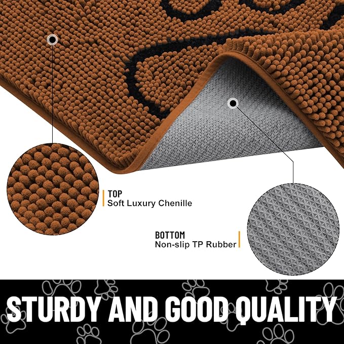 Smiry Dog Door Mat for Muddy Paws, Absorbent Dirt Trapper Non Slip Quick Dry - Image 4
