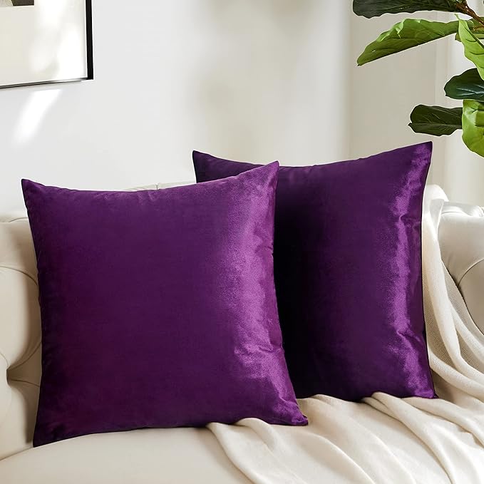 GIGIZAZA Purple Decorative Velvet Decorative 18x18 Throw Pillow Covers - Image 8