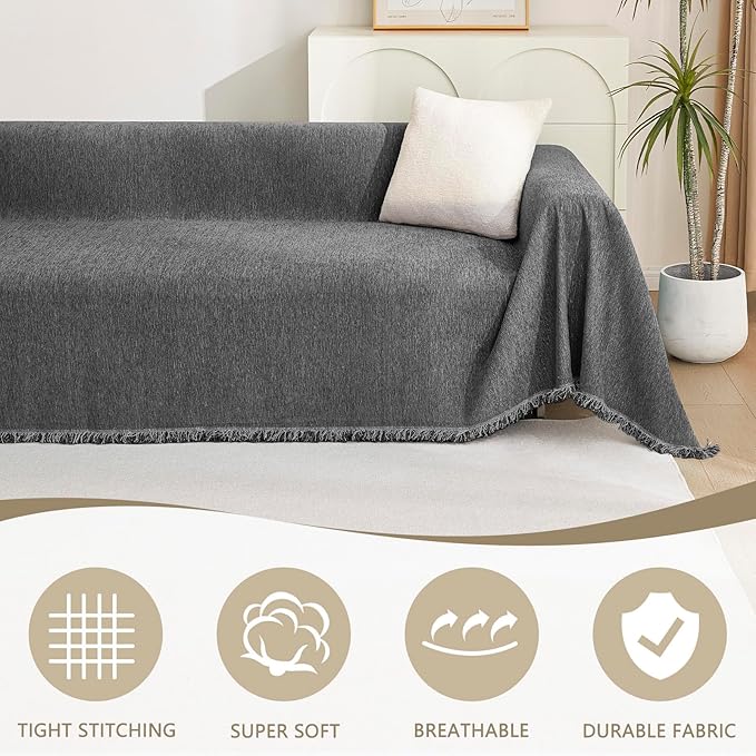 MYSKY HOME Loveseat Cover Charcoal Gray Couch Cover Sectional Couch Covers - Image 2