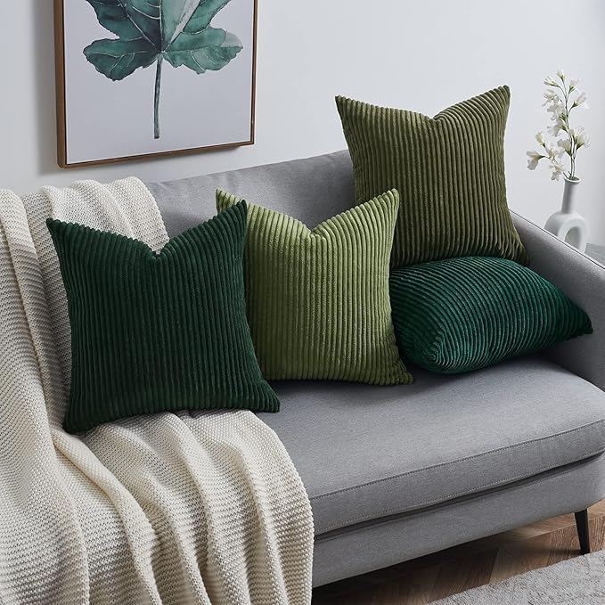Topfinel Corduroy Throw Pillow Covers Pack of 2 Gray 16"x16" No Insert - Image 5