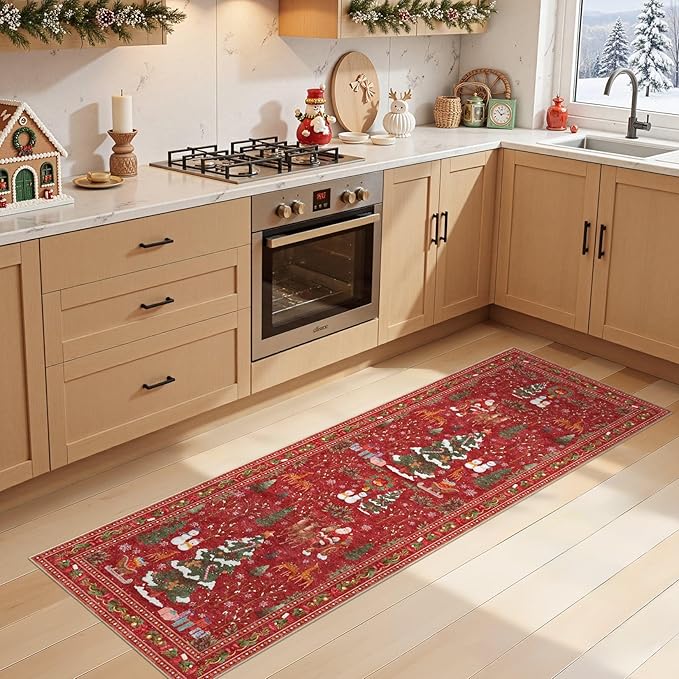 UERMEI Christmas Runner Rug for Hallway: 2x6 Neutral Modern Festive Low Pile - Image 3