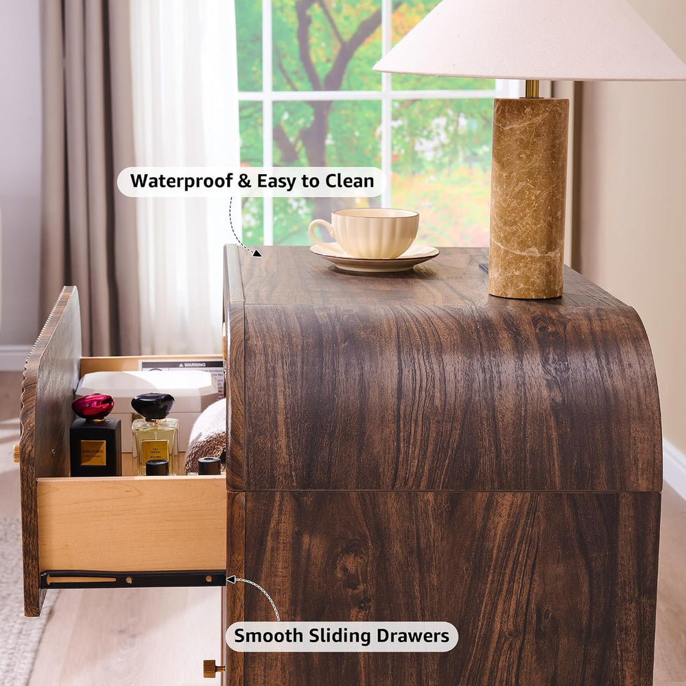 T4TREAM 32" Modern Fluted 3 Drawers Dresser for Bedroom, Dark Walnut