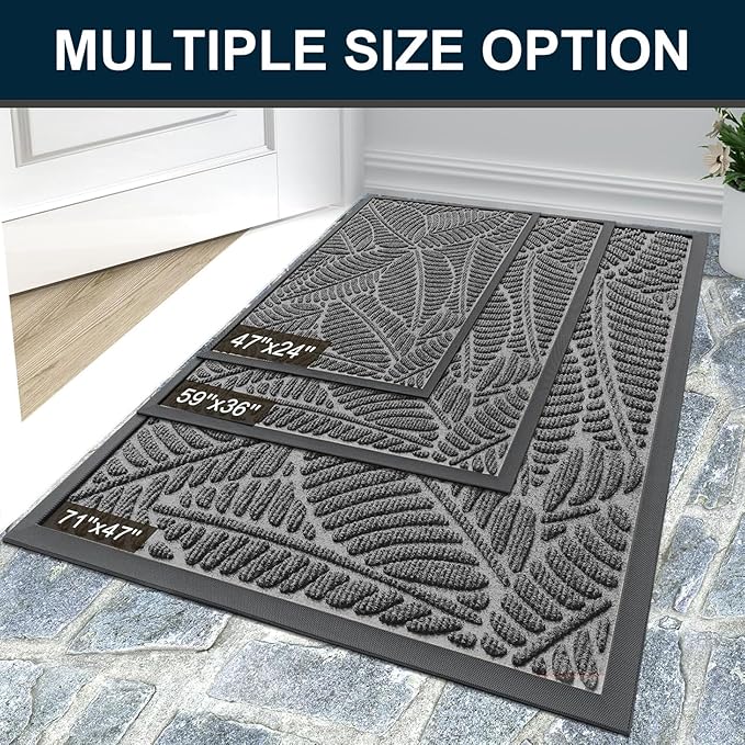 Colorxy Waterproof Doormat, Sturdy Natural Rubber Front Door Mats, Non Slip Low - Image 7