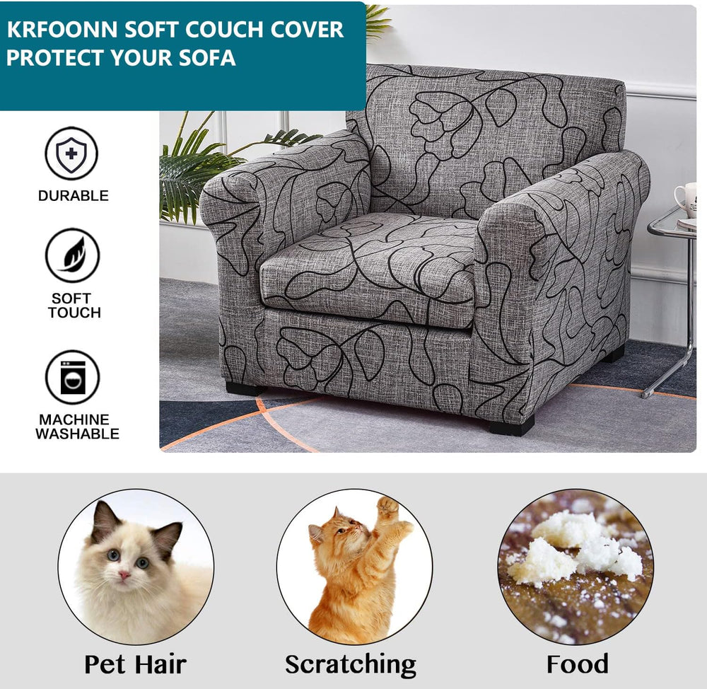 KRFOONN Stretch 2 Piece Chair Covers Armchair Sofa Couch Slipcover,Small,25