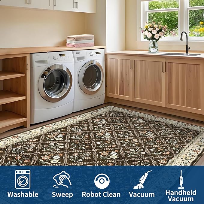 Washable Kitchen Rugs Non Slip 2x6 Hallway Runner Rug Stain Resistant Low Pile - Image 7