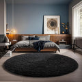 Ophanie Round Rug 5Ft Black Circle Area Rug, Room Decor by Ophanie