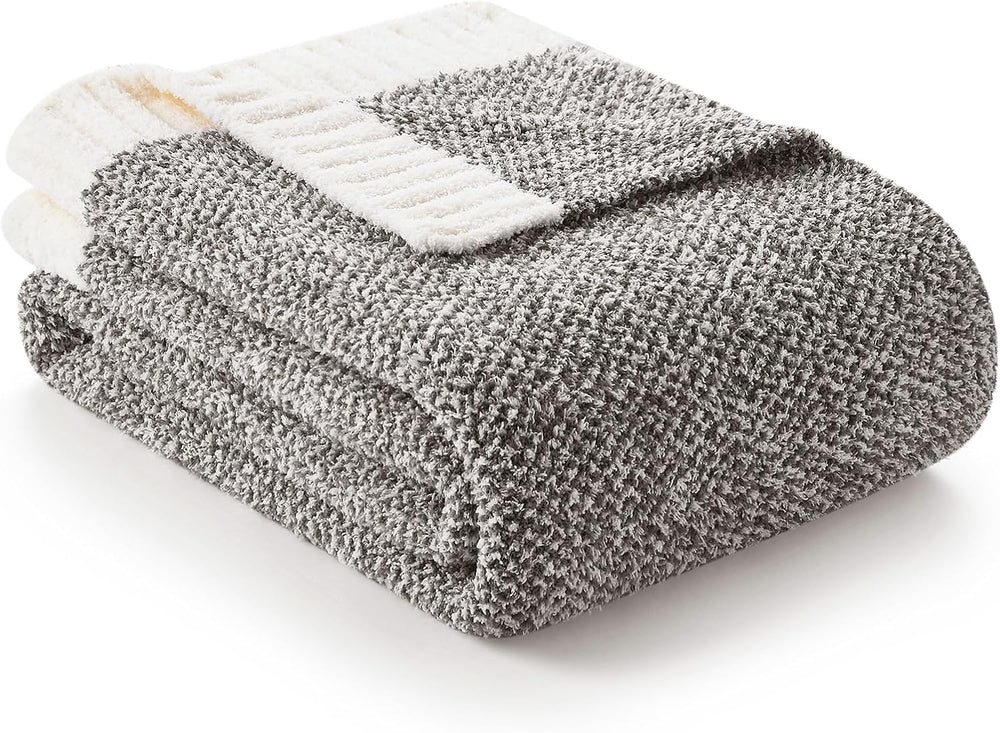 Snuggle Sac Grey Throw, Super Soft Warm Oversized Fuzzy Plush Blanket, Dark Grey