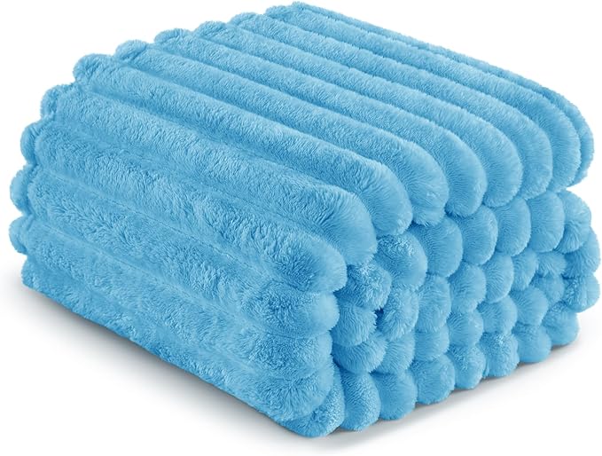Exclusivo Mezcla King Size Flannel Fleece Blanket, Super Soft Striped Jacquard - Image 6