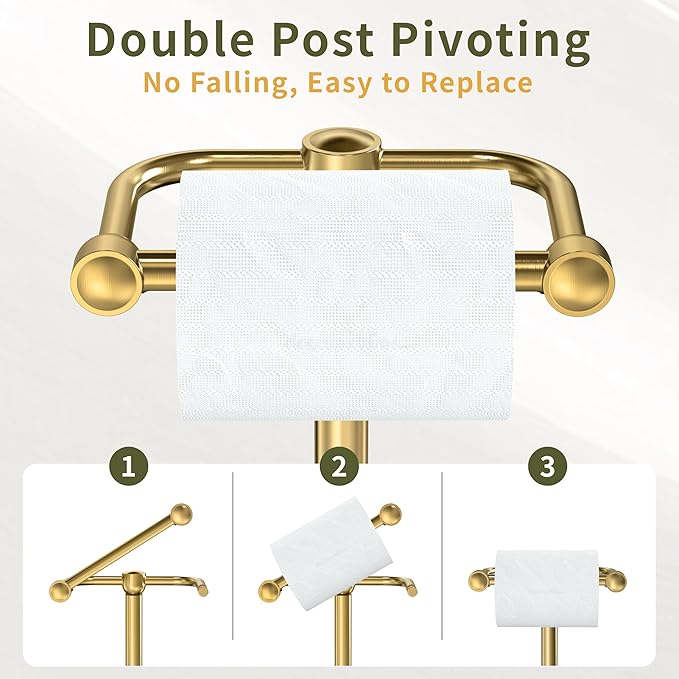 Toilet Paper Holder Stand, Modern Bathroom Free Standing Toilet Paper Roll - Image 3