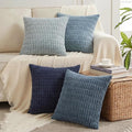 Fancy Homi Set of 4 Blue Decorative Throw Pillow Covers 20x20 Inch by Fancy+Homi