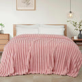 Exclusivo Mezcla Queen Size Flannel Fleece Blanket, Super Soft Striped Jacquard by ExclusivoMezcla