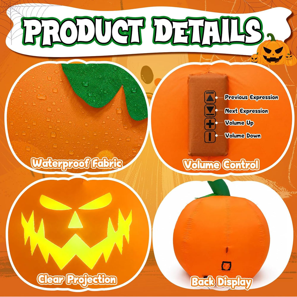5FT Halloween Inflatables Outdoor Decorations with Projector Face and Music