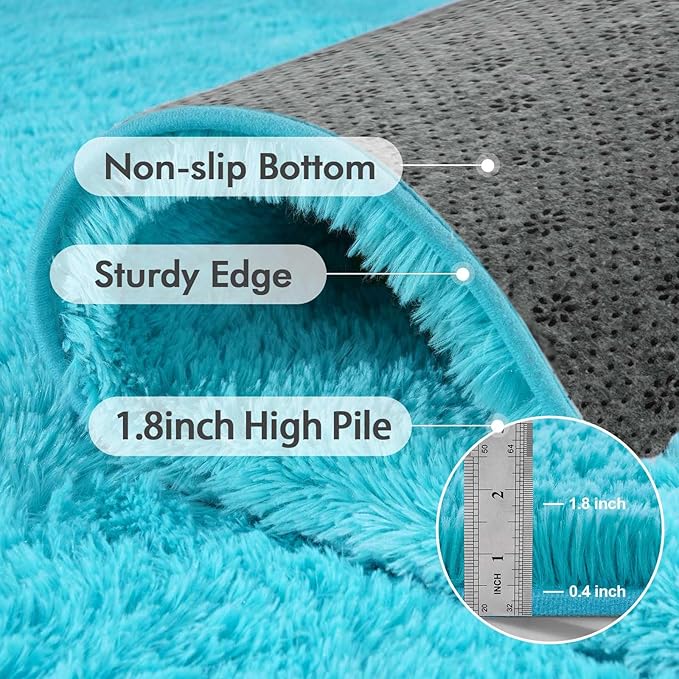 5x7 Ft Teal Shag Rugs for Bedroom Living Room Decor for Men Boys, Ultra Soft - Image 5