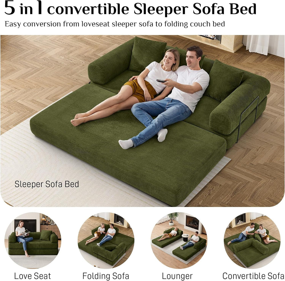 DAMAIFROM Convertible Sleeper Sofa Bed Floor Boneless Couch, Olive Green