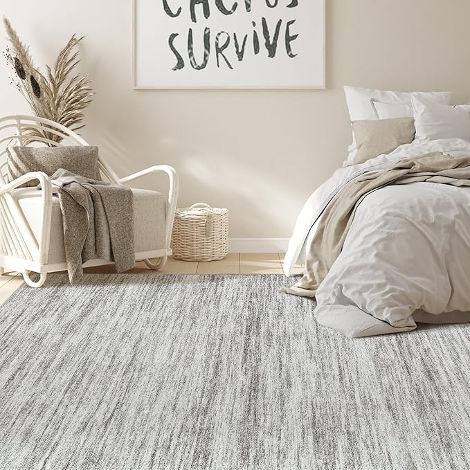 Nakagishi 5x8 Area Rugs Living Room: Washable Large Vintage Rug Neutral - Image 6
