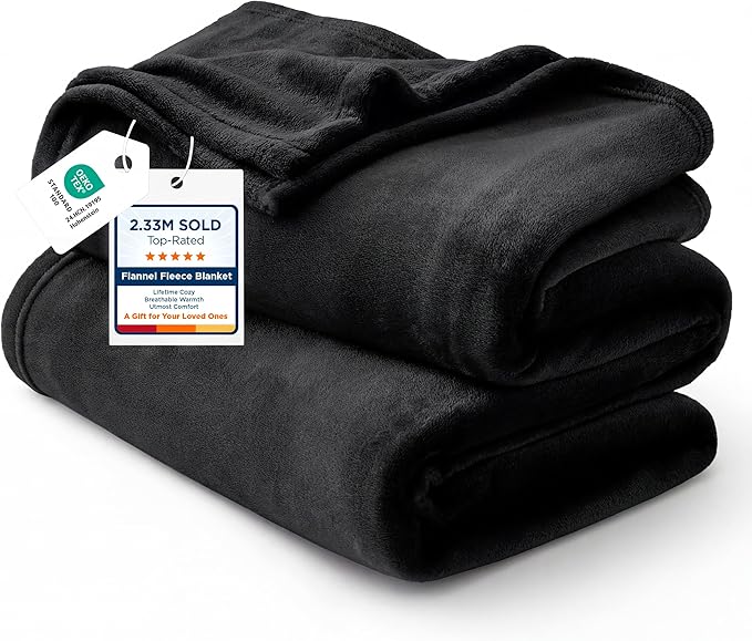 Bedsure GentleSoft Fleece Blankets Queen Size Black by BEDSURE