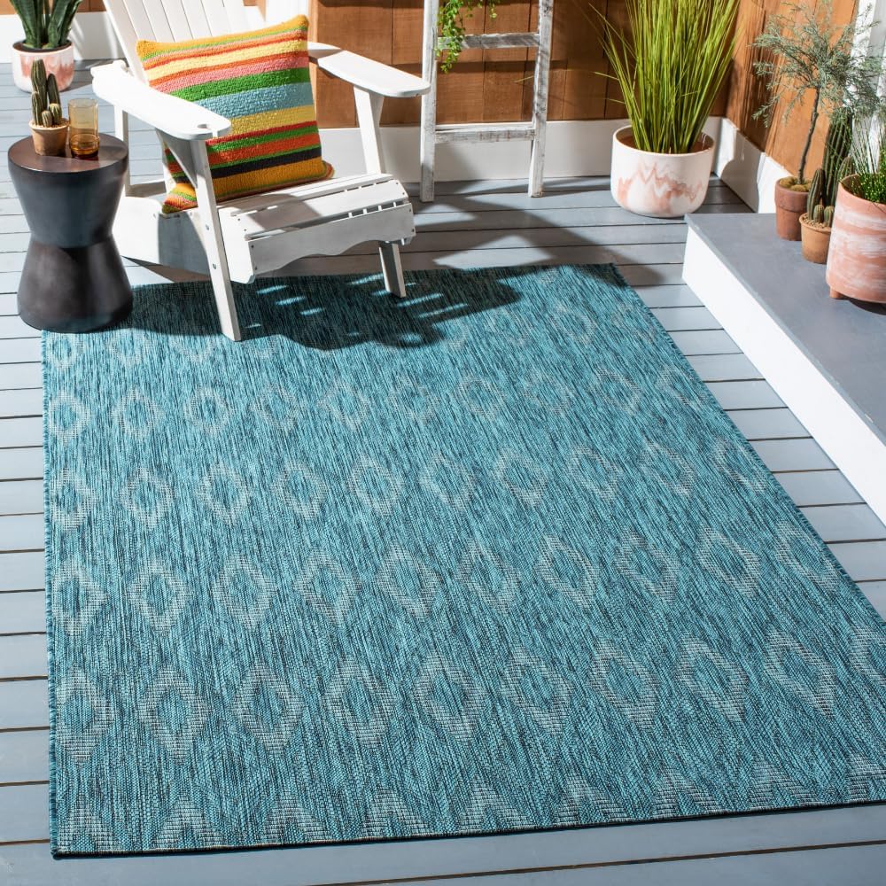 SAFAVIEH Courtyard Collection 4' x 5'7' Turquoise/Blue CY8522 Ind...