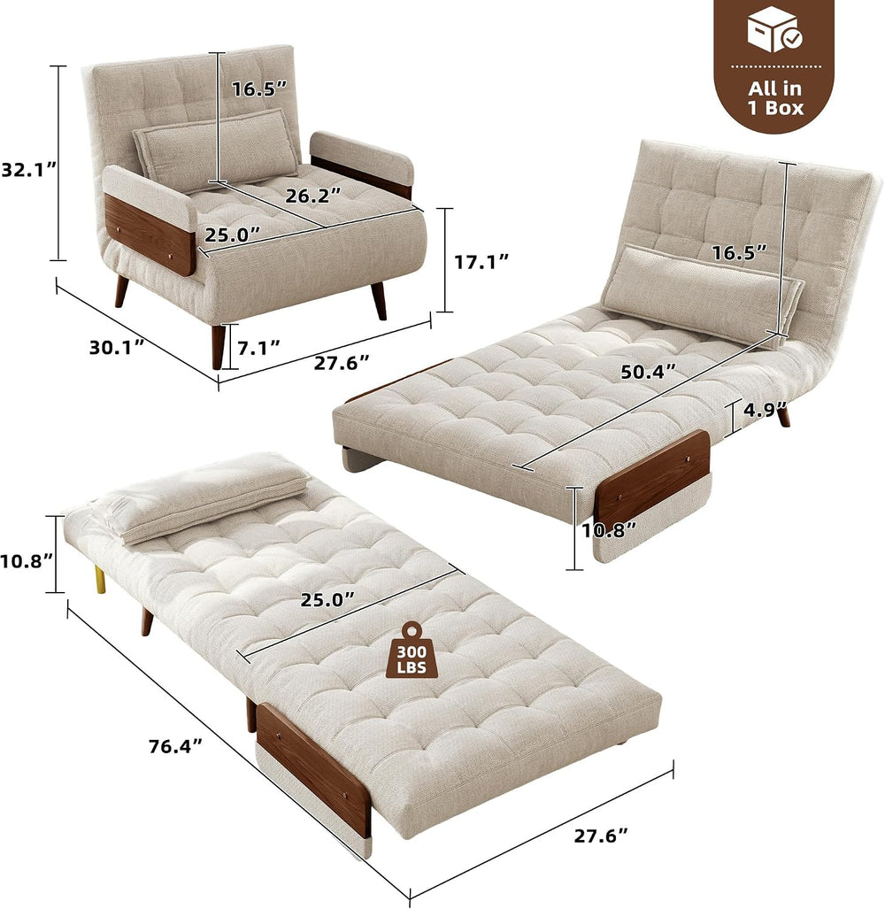 JASIWAY 3 in 1 Convertible Sleeper Chair, 28" Futon Sofa for Small Spaces
