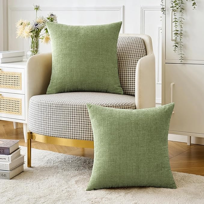 MIULEE Pack of 2 Couch Throw Pillow Covers 16x16 Inch Soft Sage Green Spring - Image 5