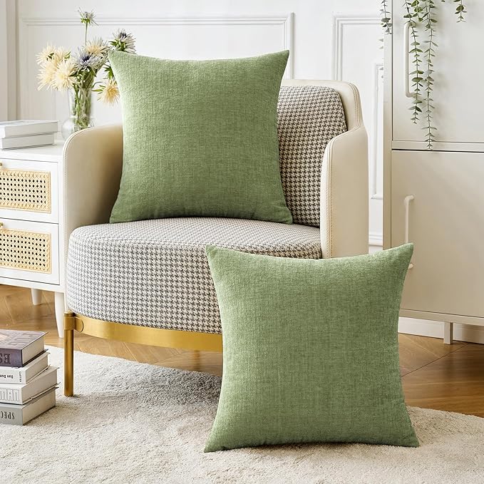MIULEE Pack of 2 Couch Throw Pillow Covers 22x22 Inch Spring Soft Sage Green - Image 5