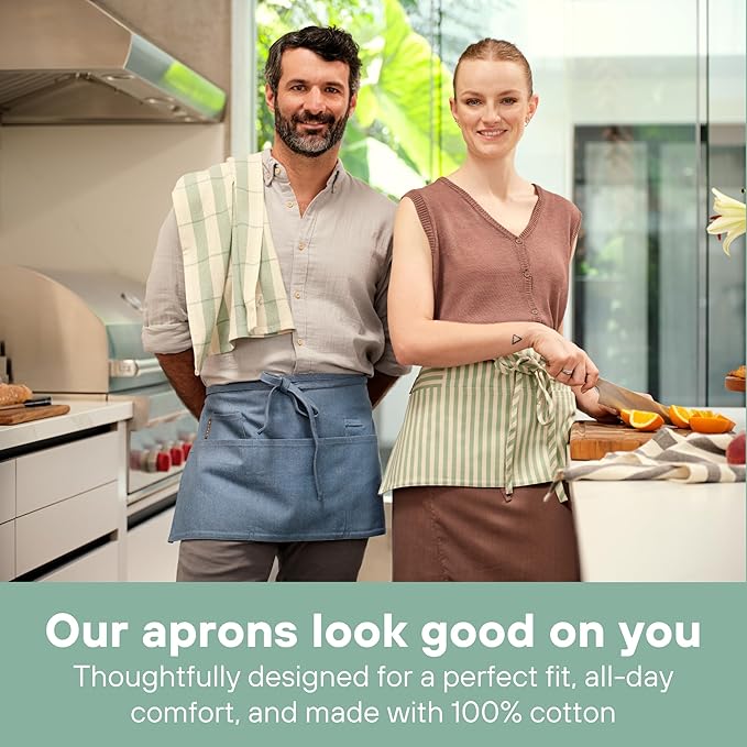 MEEMA Chef Waist Apron Cotton Fabric |Washable & Breathable Waitress & Server - Image 7