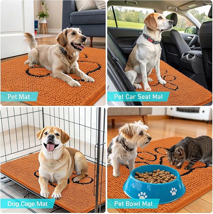 OLANLY Dog Door Mat for Muddy Paws 36x24, Paw Print Design, Absorbs Moisture - Image 7