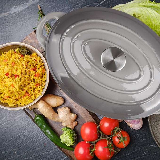 5.5 Quart Oval Enameled Cast Iron Dutch Oven Pot