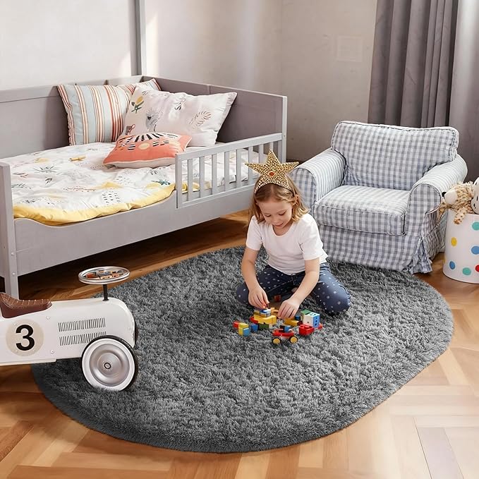 Ophanie 3x5 Oval Rug, Bedside Preppy Dorm Area Rug, College Essentials Non Slip - Image 3
