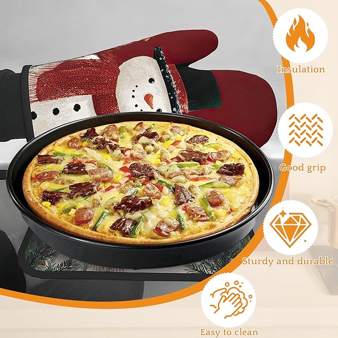 Christmas Snowman Oven Mitts and Pot Holders, Cardinal Heat Resistant Oven - Image 4