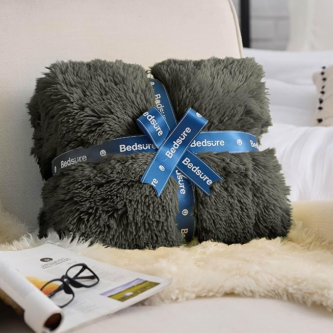 Bedsure GentleSoft Fluffy Olive Green King Size Blanket - Image 8