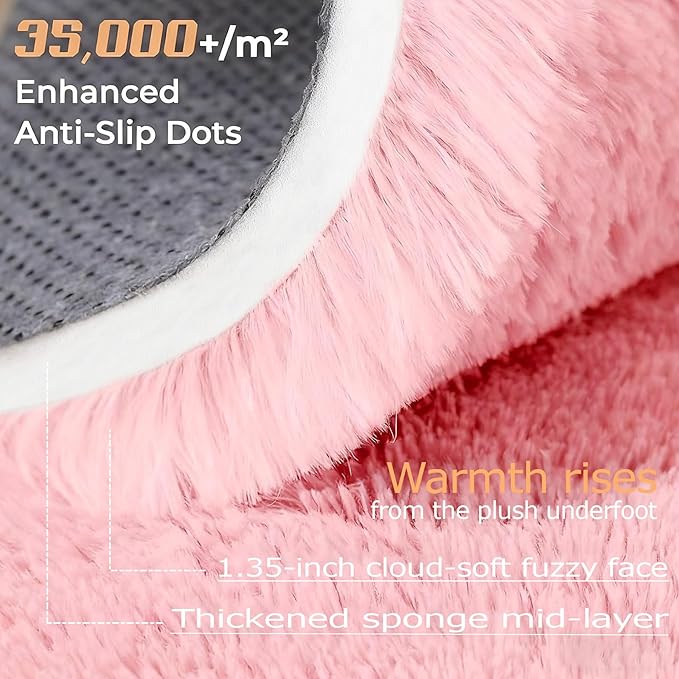 2x6 Runner Rug for Bedroom: Fluffy Shag Soft Washable Rugs Small Fuzzy Plush - Image 2
