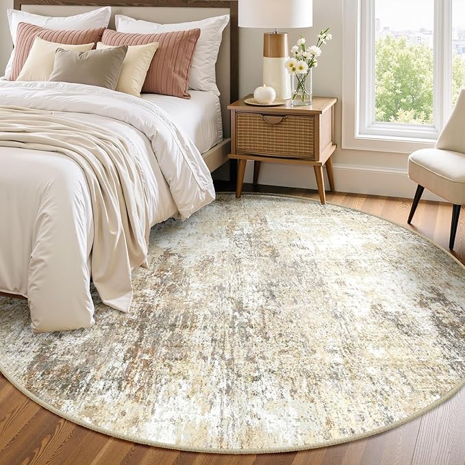 Washable Area Rugs 6ft Non-Slip Modern Abstract Soft by RELEANY
