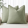 MIULEE Decorative Linen Euro Sham Pillow Covers 26x26 Sage Green Boho Farmhouse by MIULEE