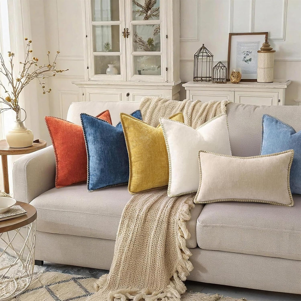 decorUhome Soft Chenille Throw Pillow Covers 22x22 Set of 2 Poseidon