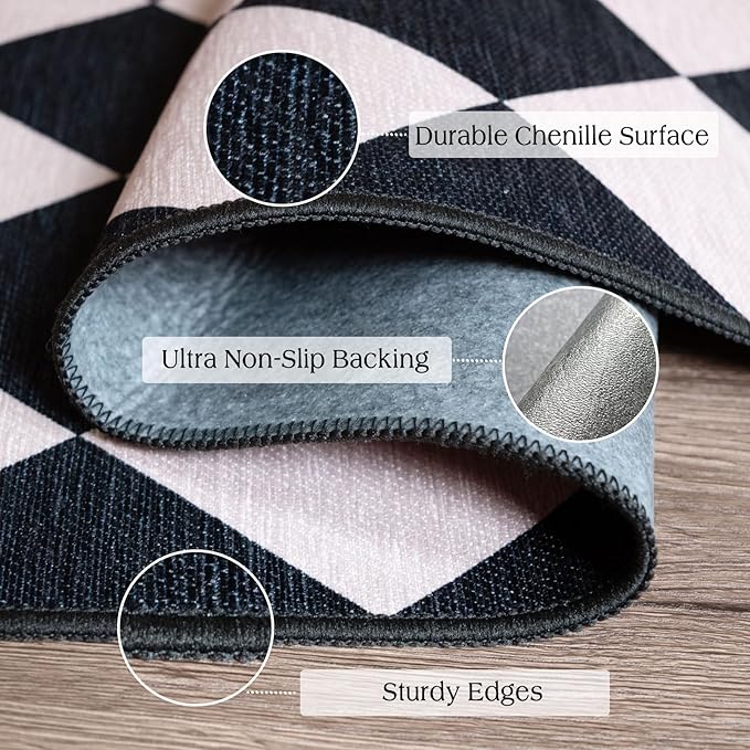 Black Tan Checkered Entry Rug - Image 3
